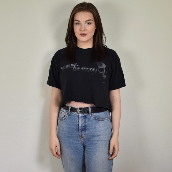 Harley-Davidson Tops - Harley-Davidson Hawaiian Skull Crop Top T-Shirt